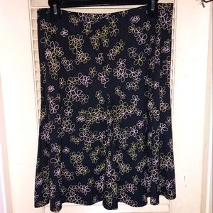Black Floral Midi Skirt